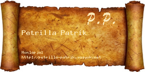 Petrilla Patrik névjegykártya
